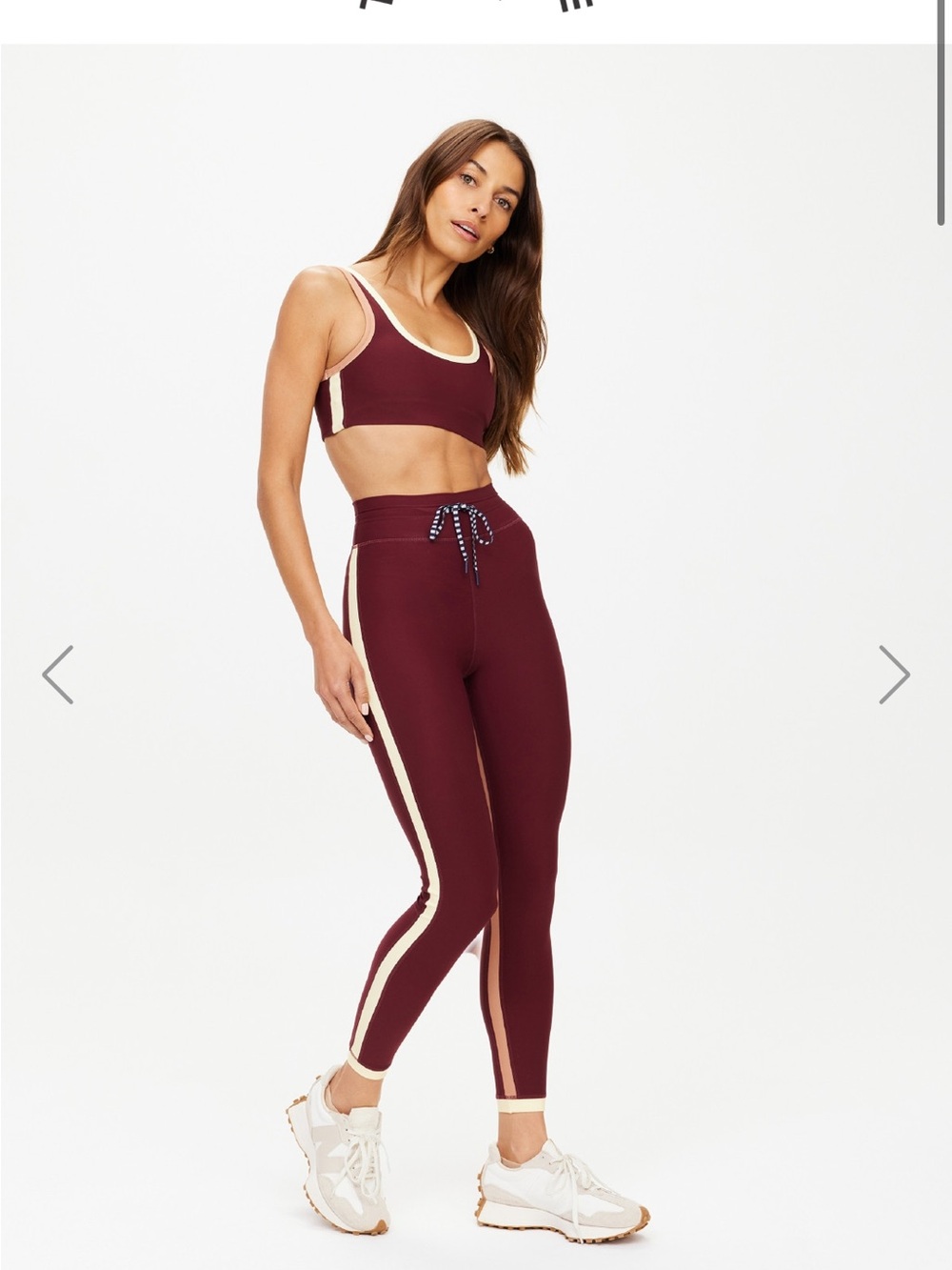 The Upside Burgundy Joggers with Yellow & Tan Side Stripes